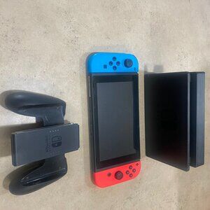 Nintendo Switch with Neon Blue and Neon Red Joy-Con (HAC-001-01) with games